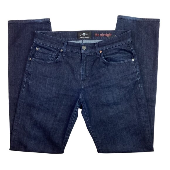 7For All Mankind Straight Jeans Luxe Performance Dark Blue NWOT - Picture 3 of 14